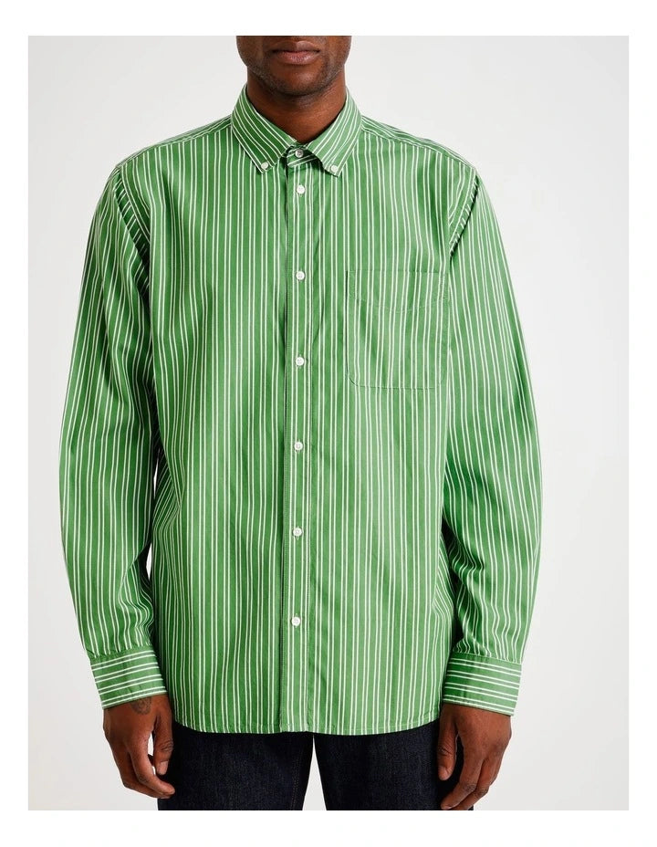 Kent Poplin Shirt IVORY/GREEN