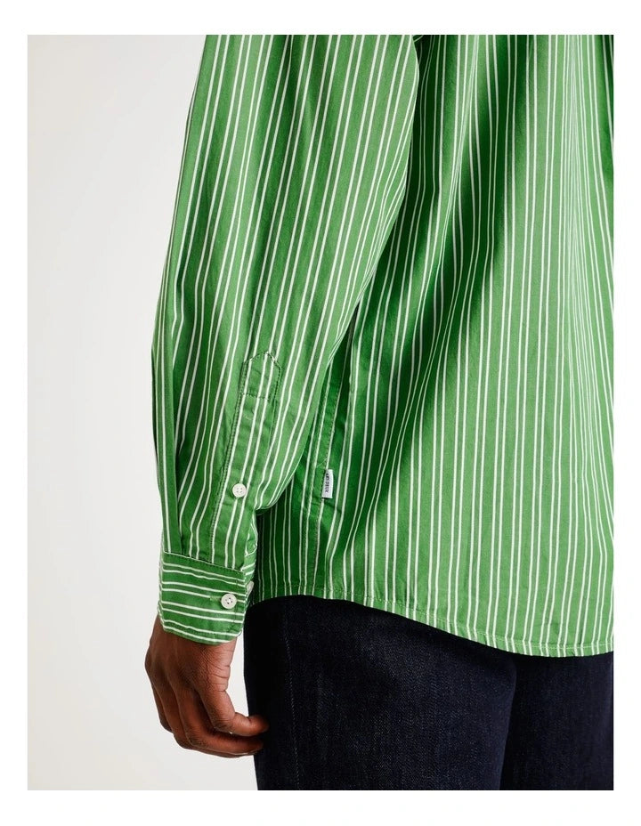 Kent Poplin Shirt IVORY/GREEN