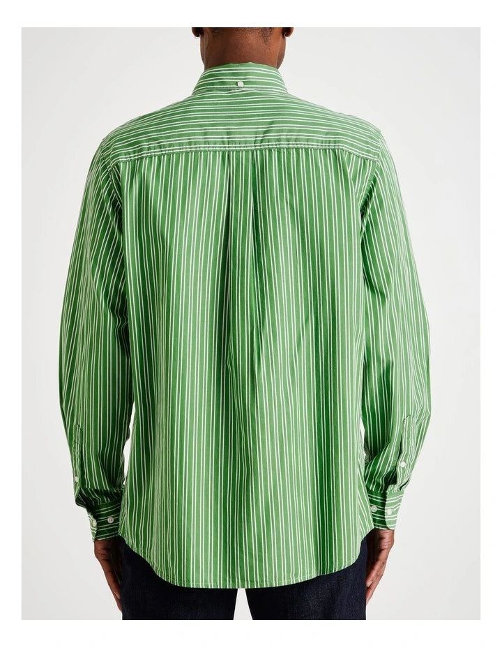 Kent Poplin Shirt IVORY/GREEN