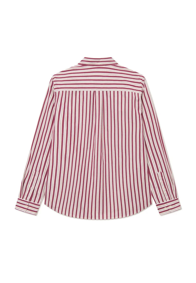 Kent Stripe Peached Poplin Shirt Red/white
