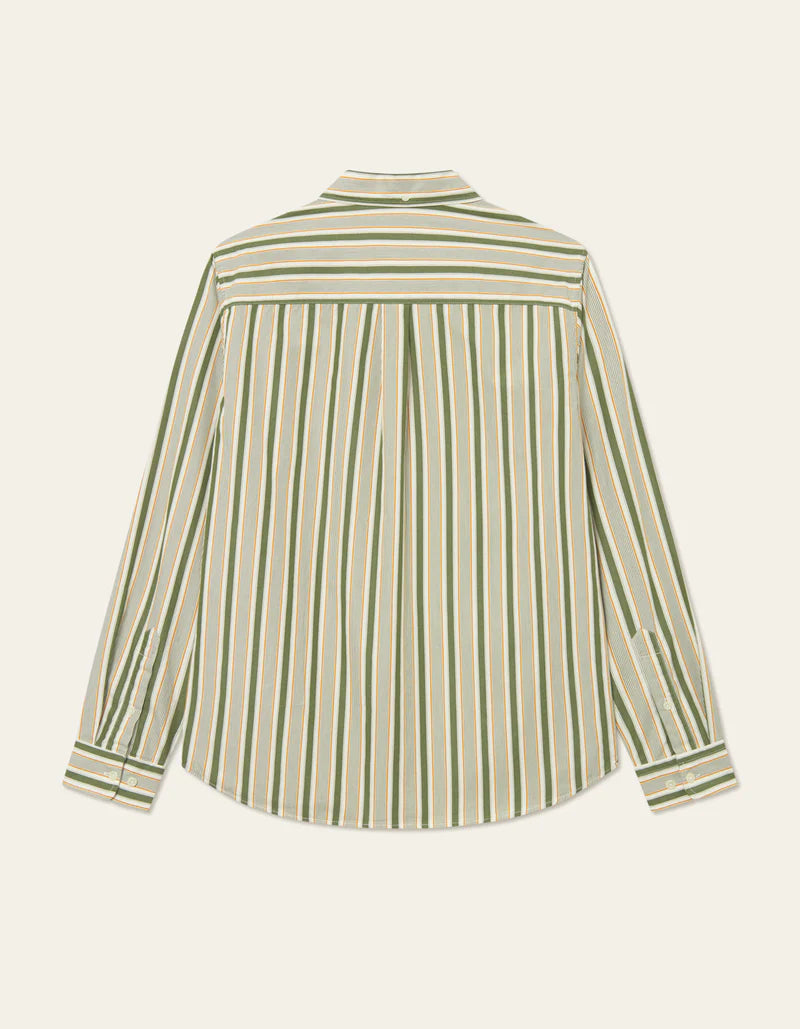 Kent Stripe Peached Poplin Shirt Green/thai