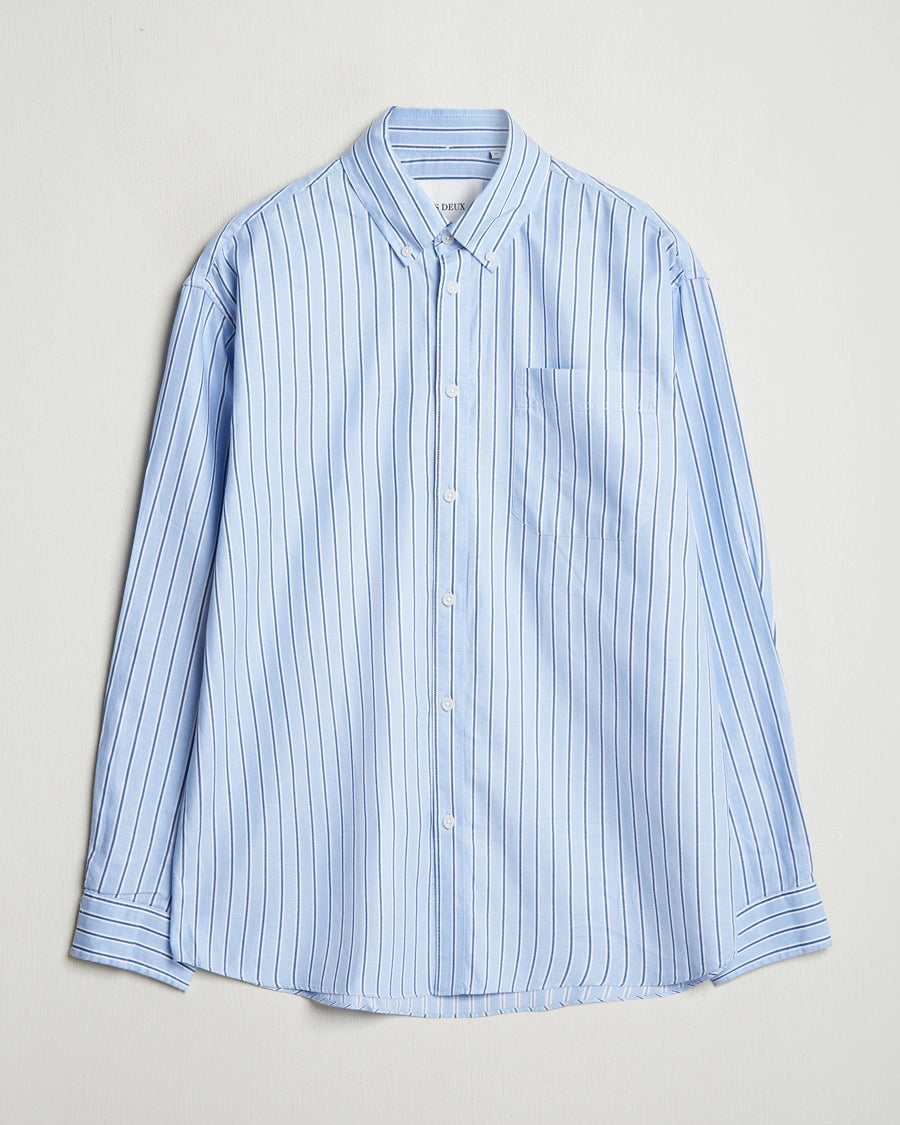Kolton Herringbone Poplin Shirt White/Bel Air Blue