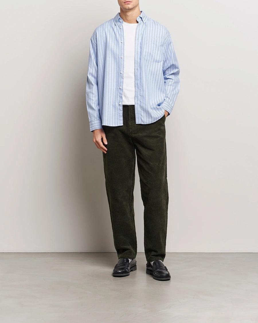 Kolton Herringbone Poplin Shirt White/Bel Air Blue