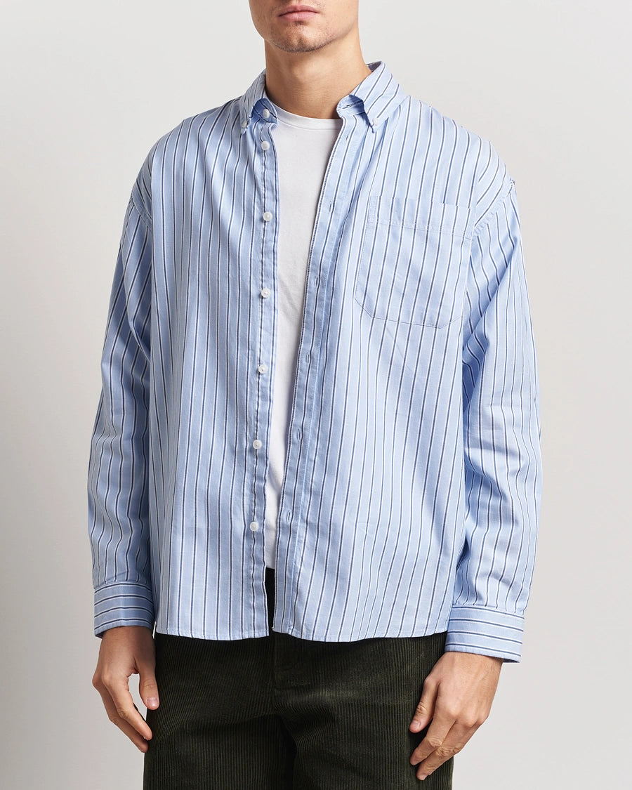 Kolton Herringbone Poplin Shirt White/Bel Air Blue
