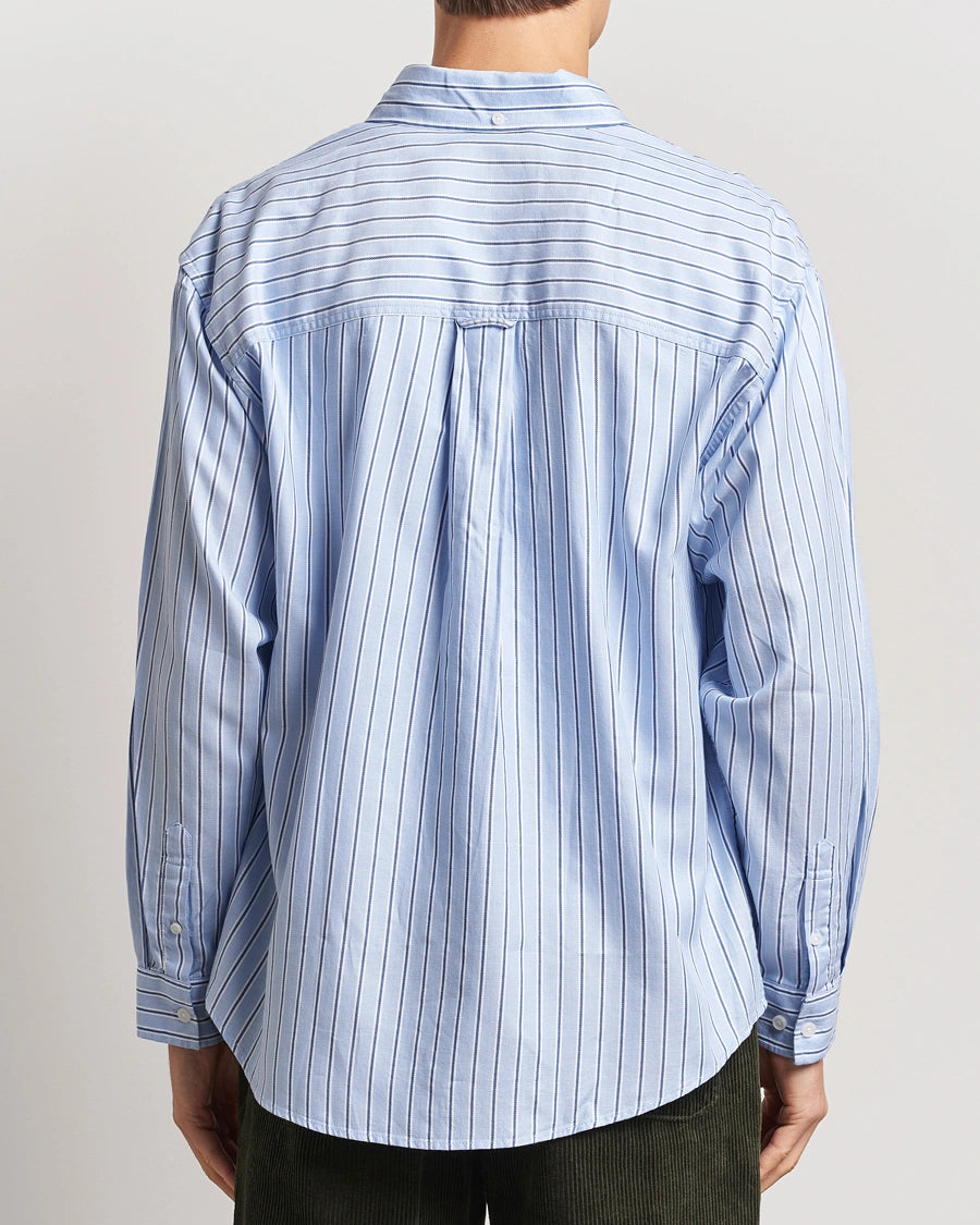 Kolton Herringbone Poplin Shirt White/Bel Air Blue