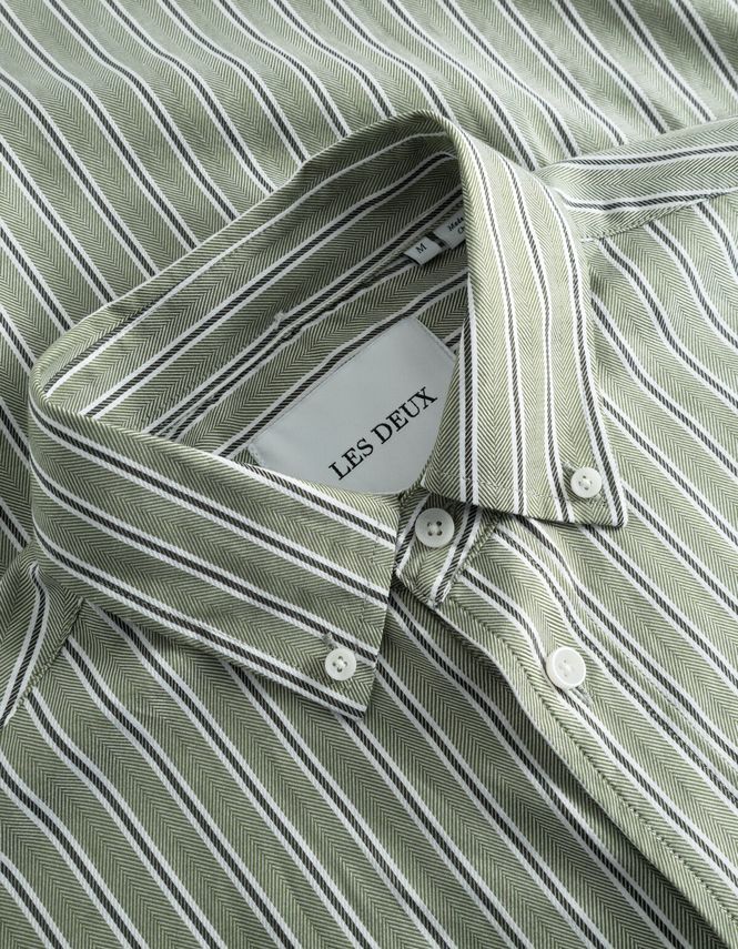 Kolton Herringbone Poplin Shirt White/Green