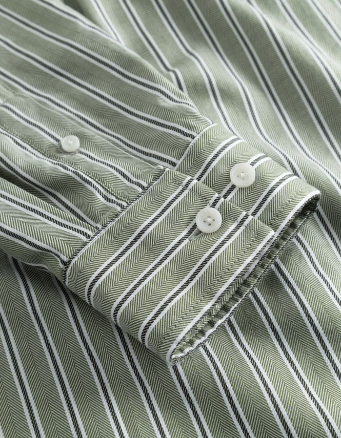 Kolton Herringbone Poplin Shirt White/Green