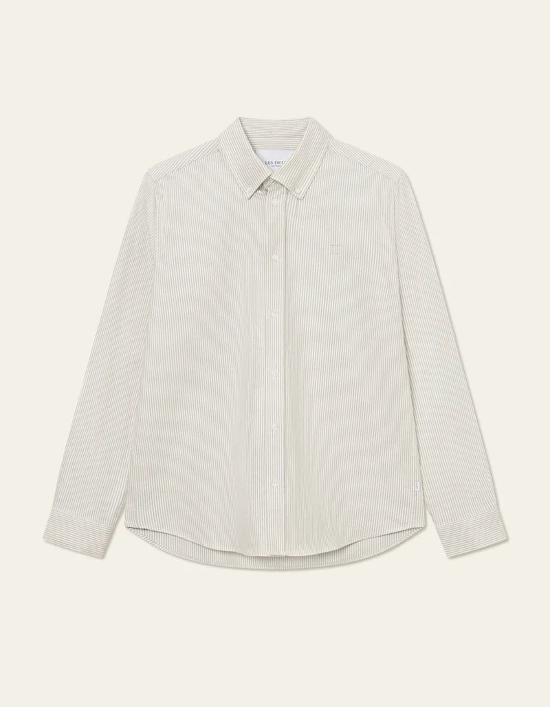 Konrad Stripe Oxford Shirt Ivory/Gargoyle