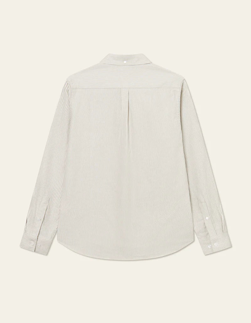 Konrad Stripe Oxford Shirt Ivory/Gargoyle
