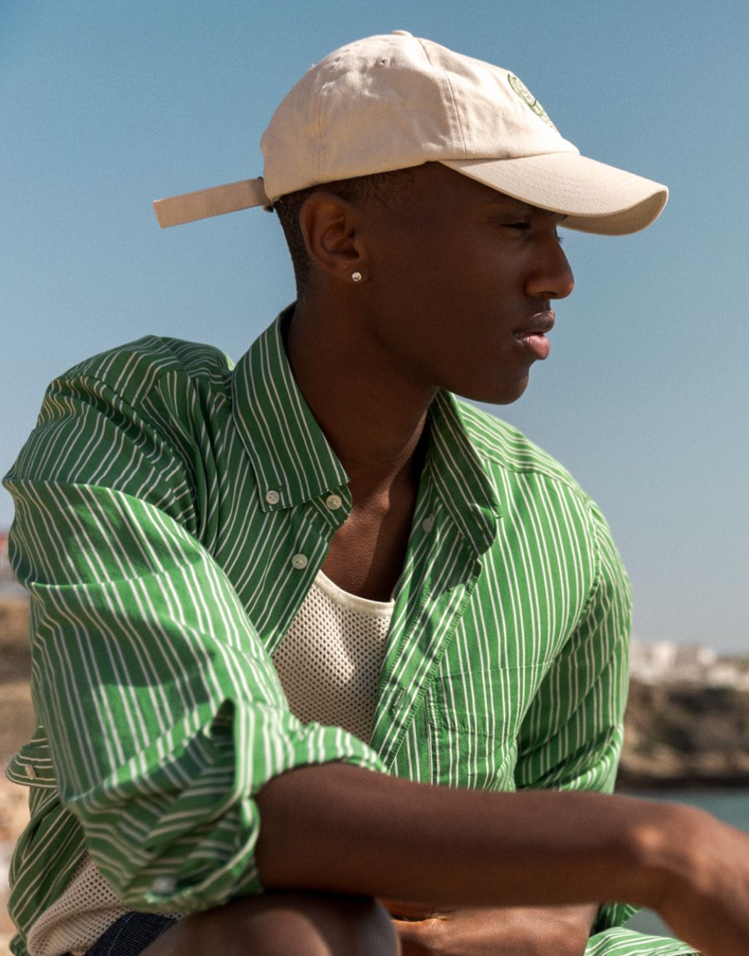 Kent Poplin Shirt IVORY/GREEN