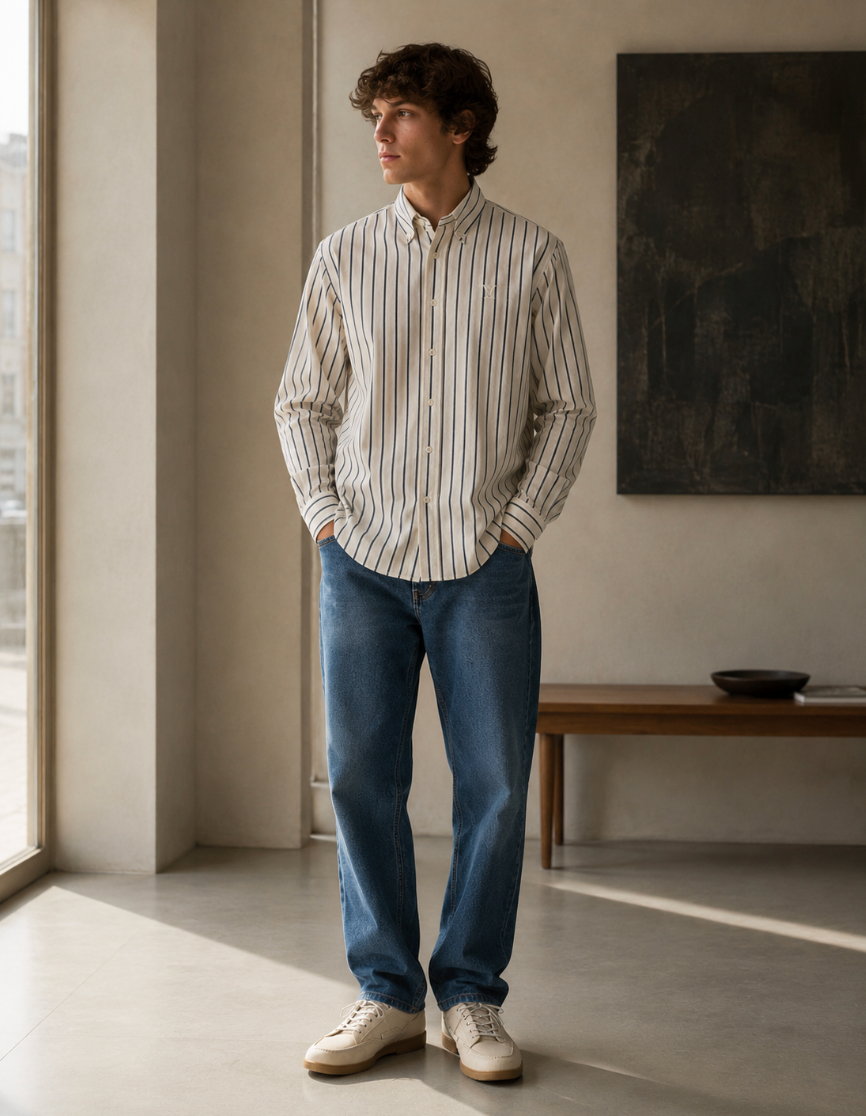 Les Deux x Yale Striped Poplin Shirt