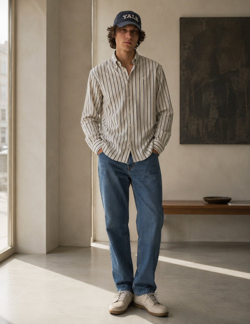 Les Deux x Yale Striped Poplin Shirt