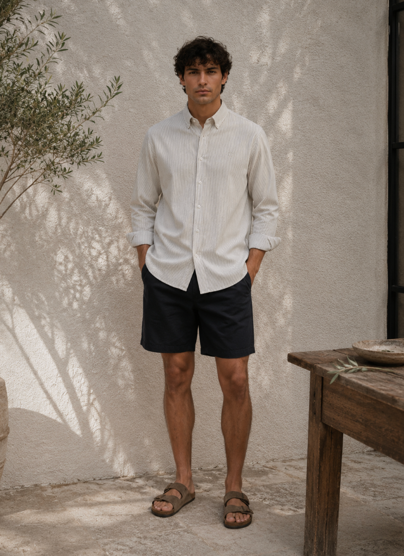 Konrad Oxford Shirt – Ivory/Gargoyle