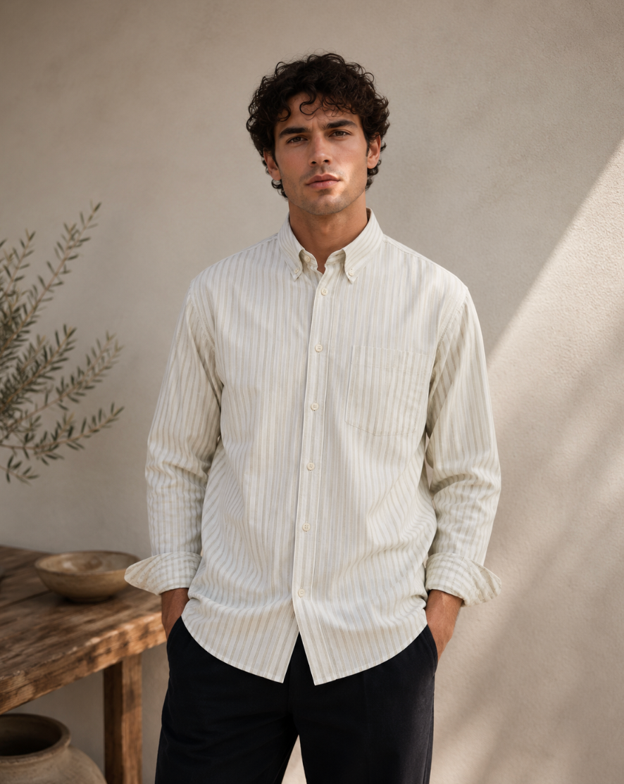 Kent Poplin Shirt – White/Black