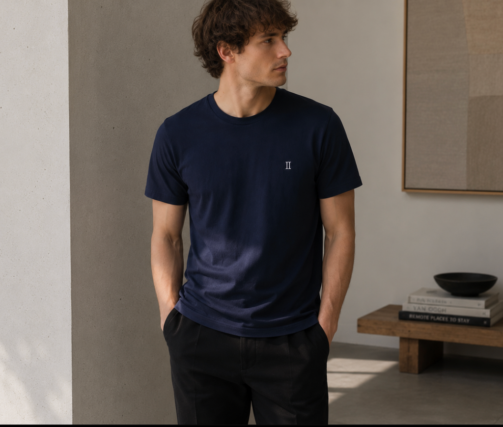 Les Deux Pique T-Shirt – Blu Marine/Bardhë